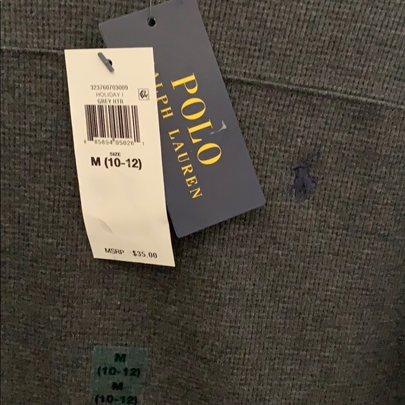 Polo Ralph Lauren Crewneck Long Sleeve Heather Gray w/ Blue Logo Pullover - Picture 2 of 5